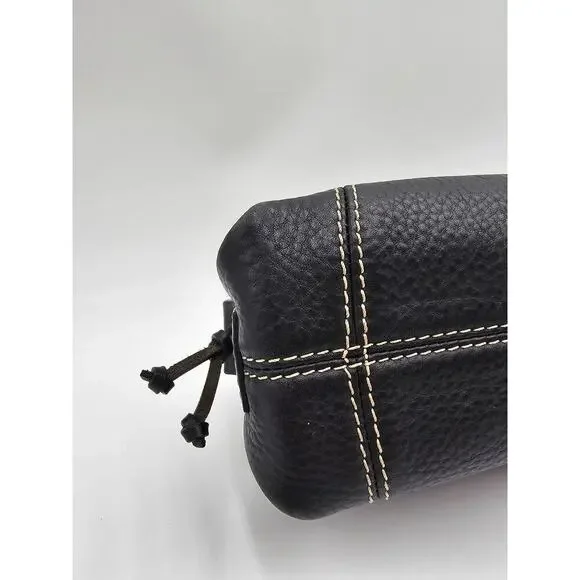 Y2K Dooney & Bourke Black Pebbled Leather Mini East West Slouch Hobo Duck Charm - Picture 5 of 14